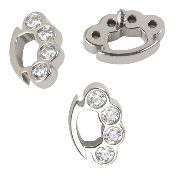 16g CZ Brass Knuckles Titanium End Internal Ends 16 gauge - 5x7.7mm Clear CZ