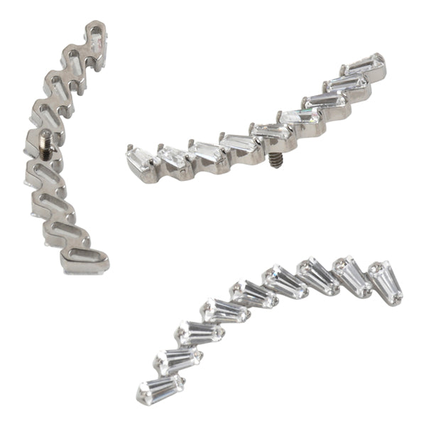 16g CZ Crescent Fan Titanium End Internal Ends 16 gauge - 5.4x17.9mm Left / Clear