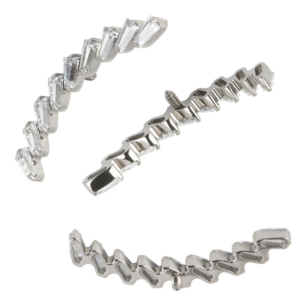 16g CZ Crescent Fan Titanium End Internal Ends 16 gauge - 5.4x17.9mm Right / Clear