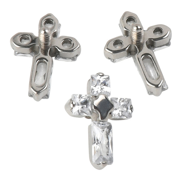 16g CZ Cross Titanium End Internal Ends 16 gauge - 4.8x7mm Clear CZ