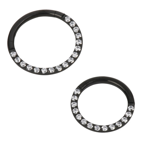 16g CZ Face Black Titanium Hinged Ring Hinged Rings 16g - 5/16