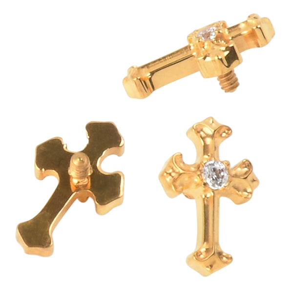 16g Celtic Cross CZ Gold Titanium End