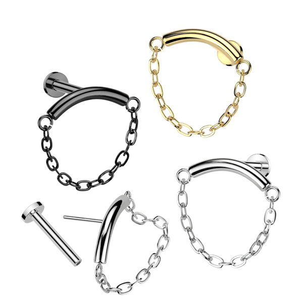 16g Chain Linked Curve Threadless Titanium Labret Labrets