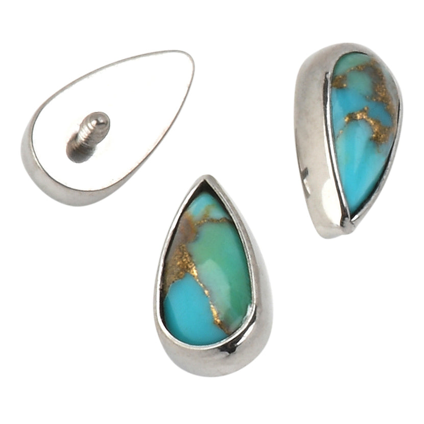 16g Gemstone Long Teardrop Titanium End