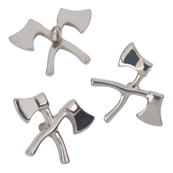 16g Crossed Axes Titanium End Internal Ends 16 gauge - 5.2x7.0mm High Polish (silver)