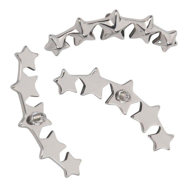 16g Curved Star Cluster Titanium End Replacement Parts 16 gauge - 12.6x5mm High Polish (silver)