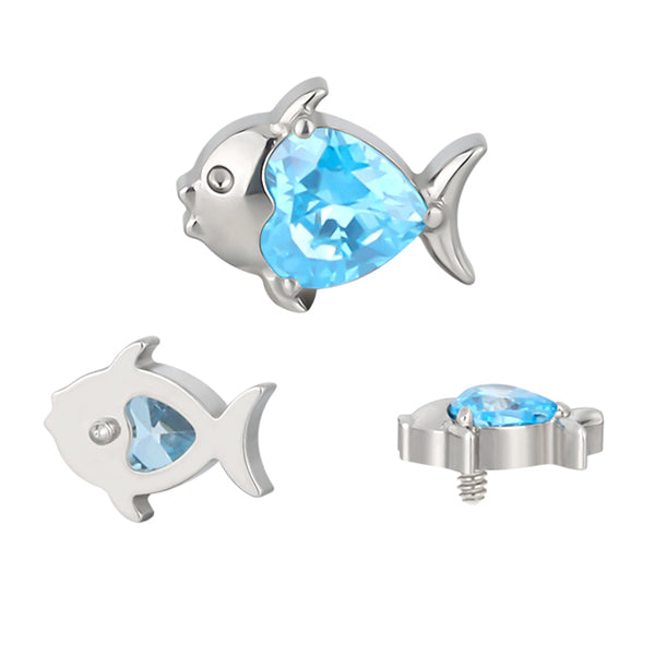 16g Fish CZ Titanium End Replacement Parts 16 gauge - 8x6.3mm Aqua CZ