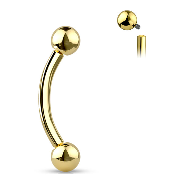 16g Gold Titanium Curved Barbell (internal) Curved Barbells 16g - 5/16