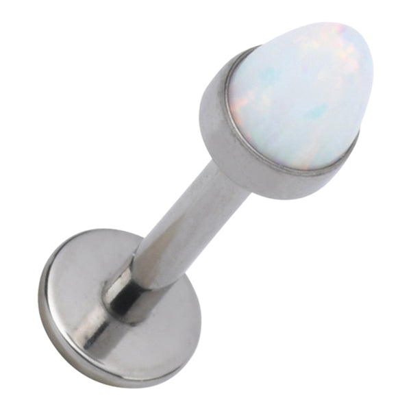 16g Opal Spike Titanium Labret Labrets 16g - 1/4" long (6mm) Blue Opals
