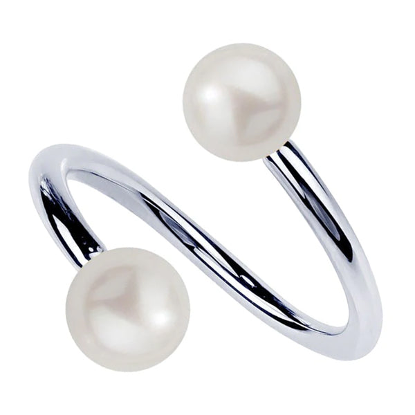 16g Pearl Stainless Spiral Barbell Spiral Barbells 16g - 5/16" diameter (8mm) - 3mm balls Cream