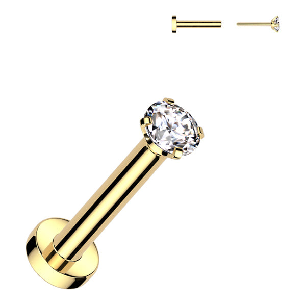18g Prong CZ Threadless Titanium Labret Labrets 18g - 1/4