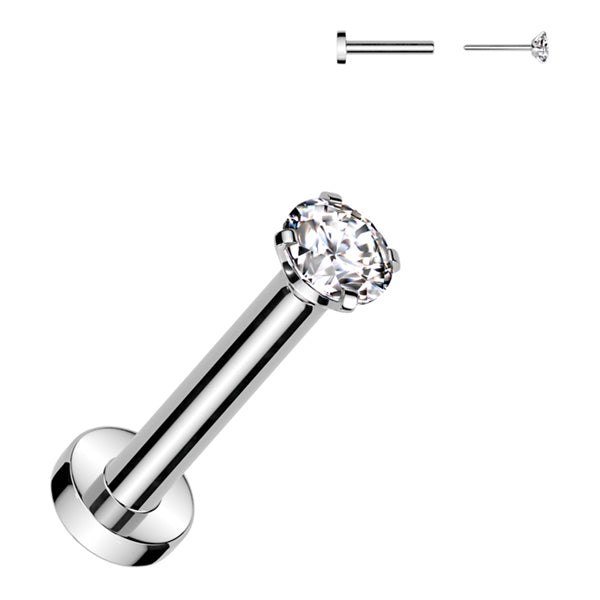 18g Prong CZ Threadless Titanium Labret Labrets 18g - 1/4