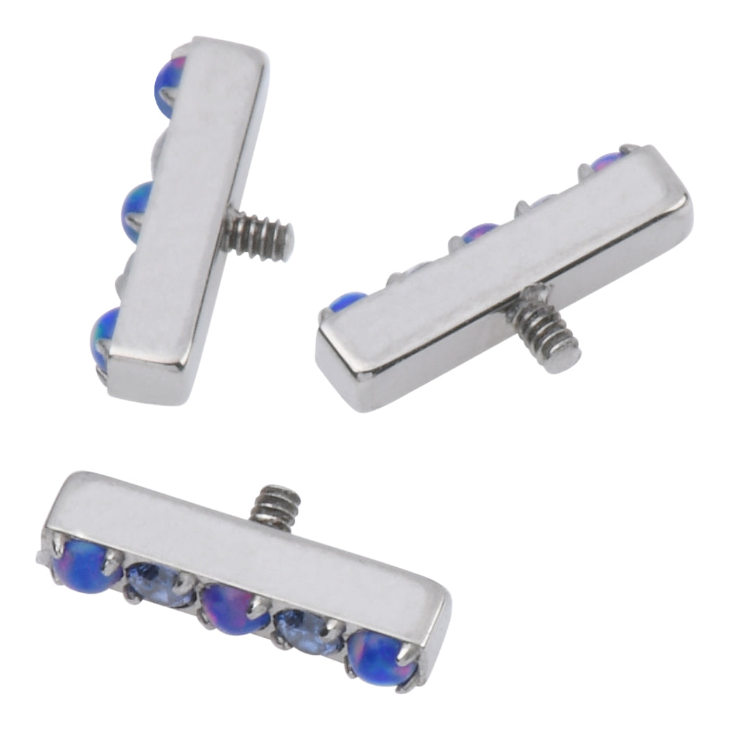 16g Opal & CZ Bar Titanium End Replacement Parts 16g - 1.4x7.5mm High Polish (silver)