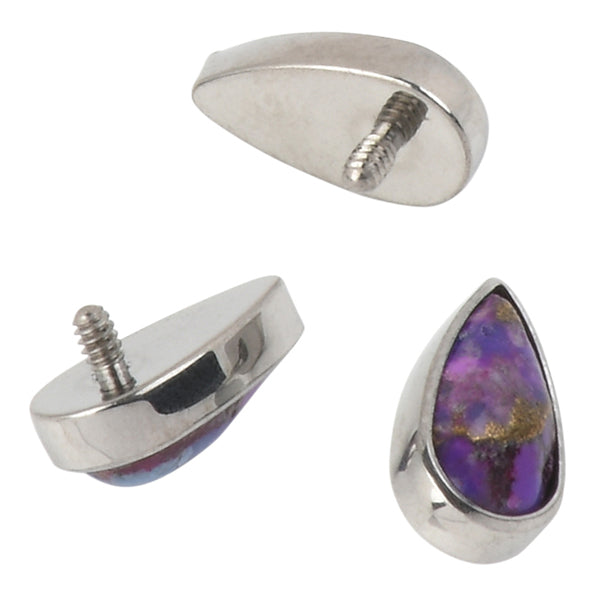 16g Gemstone Long Teardrop Titanium End