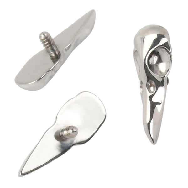 16g Raven Skull Titanium End Internal Ends 16 gauge - 3.2x8.3mm High Polish (silver)