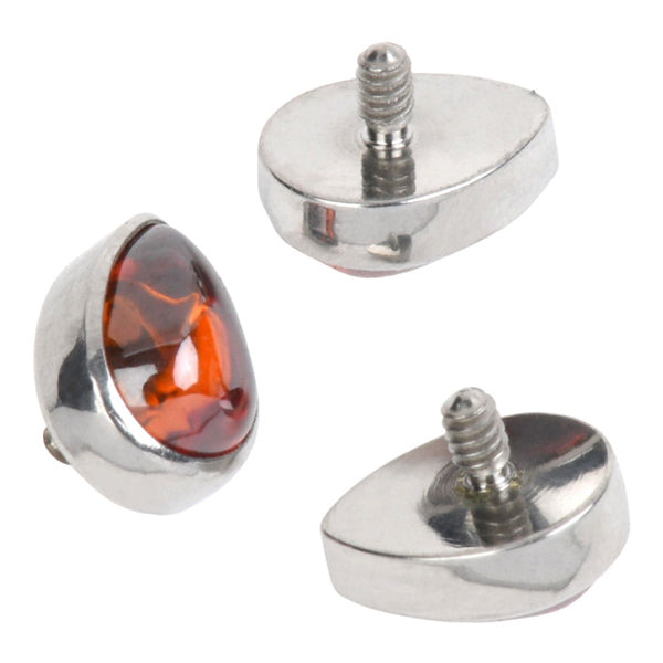 16g Red Garnet Teardrop Titanium End Replacement Parts 16g - 3.6x4.7mm High Polish (silver)