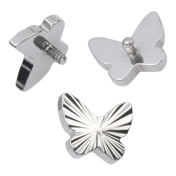 16g Ripple Butterfly Titanium End Replacement Parts 16 gauge - 4.4x5.4mm High Polish (silver)