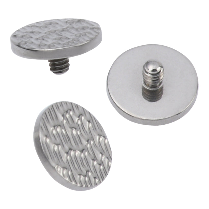 16g Ripple Texture Titanium End Replacement Parts 16g - 4mm diameter High Polish (silver)