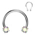 16g Side-set CZ Threadless Circular Barbell Circular Barbells 16g - 3/8" diameter (10mm) - 3mm balls Aurora Borealis CZs / High Polish (silver)