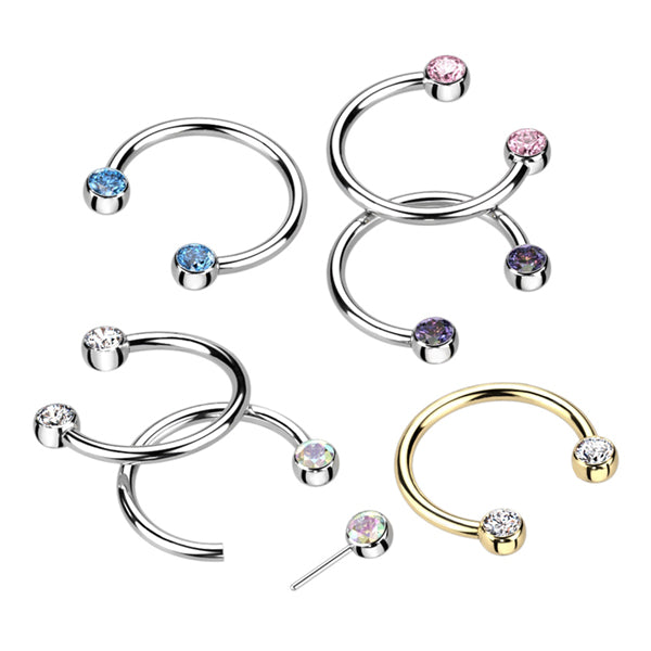 16g Side-set CZ Threadless Circular Barbell Circular Barbells