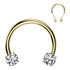 16g Side-set CZ Threadless Circular Barbell Circular Barbells 16g - 3/8" diameter (10mm) - 3mm balls Clear CZs / Gold Titanium