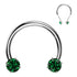 16g Side-set CZ Threadless Circular Barbell Circular Barbells 16g - 3/8" diameter (10mm) - 3mm balls Emerald CZs / High Polish (silver)