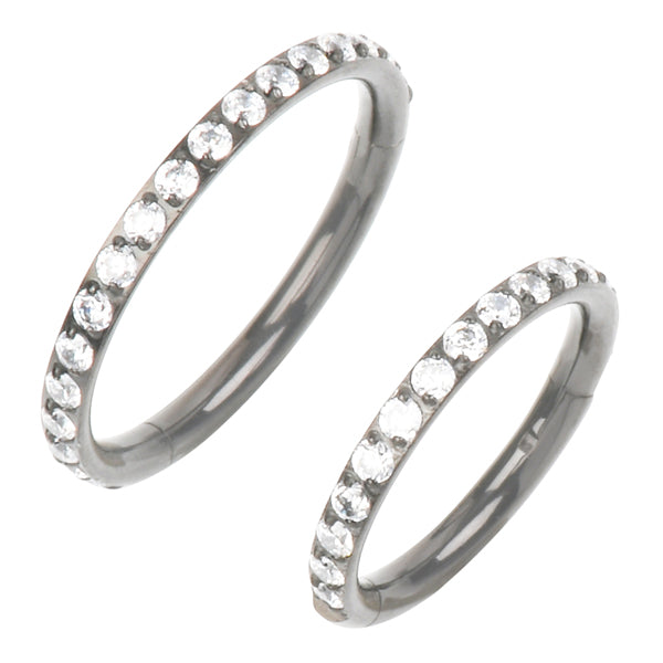 16g Side CZ Titanium Hinged Ring Hinged Rings 16g - 1/4
