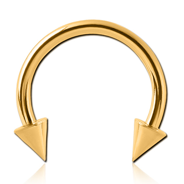 14g Spiked Gold Titanium Circular Barbell Circular Barbells 14g - 5/16" diameter (8mm) - 4x4mm cones Gold Titanium