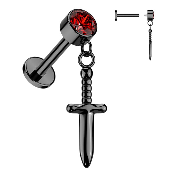 16g Sword CZ Titanium Labret Dangle Labrets 16g - 5/16
