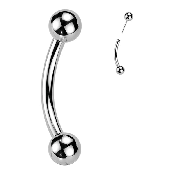16g Threadless Titanium Curved Barbell Curved Barbells 16g - 5/16