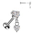 16g CZ Heart Threadless Titanium Labret Dangle Labrets 16g - 5/16" long (8mm) High Polish (silver)