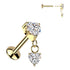 16g CZ Heart Threadless Titanium Labret Dangle Labrets 16g - 5/16" long (8mm) Gold Titanium