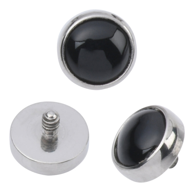 16g Bezel Gemstone Titanium End Replacement Parts 16g - 4mm diameter Black Onyx