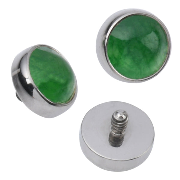 16g Bezel Gemstone Titanium End Replacement Parts 16g - 4mm diameter Green Aventurine