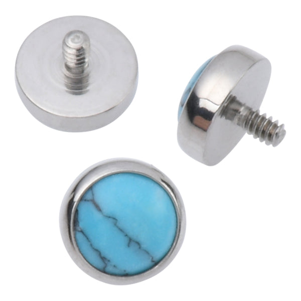 16g Bezel Gemstone Titanium End Replacement Parts 16g - 4mm diameter Turquoise
