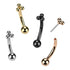 16g Tri-Bead Threadless Curved Barbell Eyebrow Jewelry