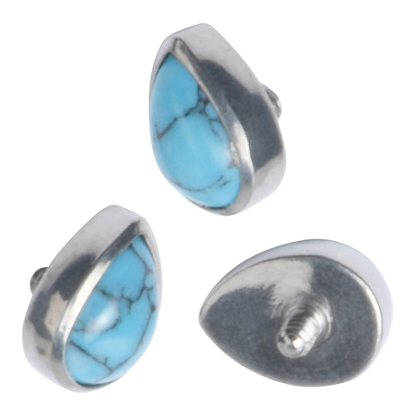 16g Turquoise Teardrop Titanium End Replacement Parts 16g - 3.6x4.7mm High Polish (silver)