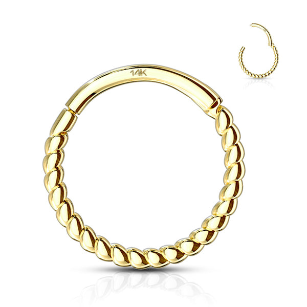 16g Twisted 14k Gold Hinged Ring Hinged Rings 16g - 11/32" diameter (9mm) Yellow 14k Gold