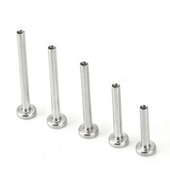 Stainless Labret Post w/ 2.5mm Disc Replacement Parts 18 gauge - 5/32" long (4mm) Stainless Steel