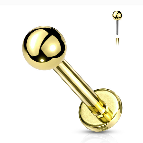 20g Threadless Gold Labret | Tulsa Body Jewelry