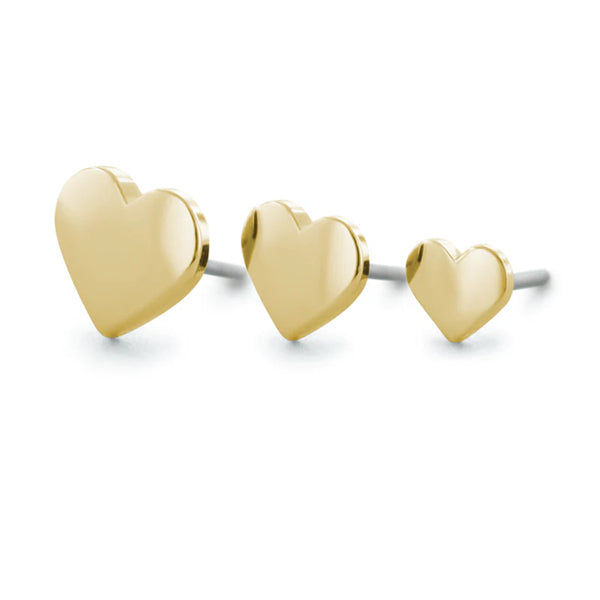 18k Gold Heart Threadless End by NeoMetal Replacement Parts 3.0mm Yellow 18k Gold