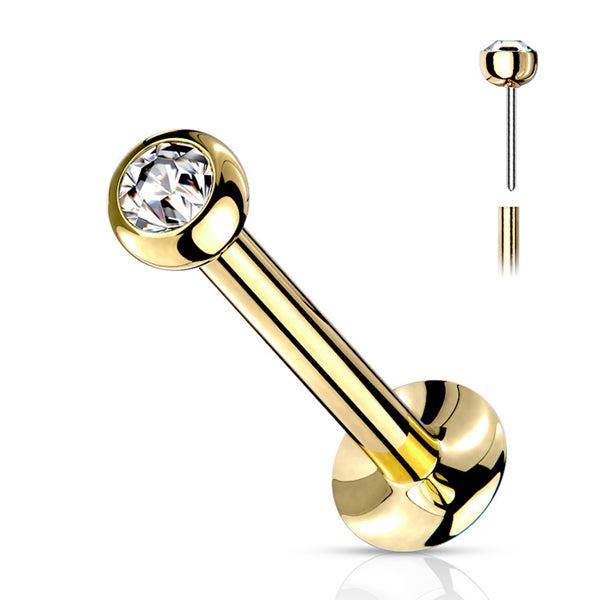 20g CZ Threadless Gold Labret