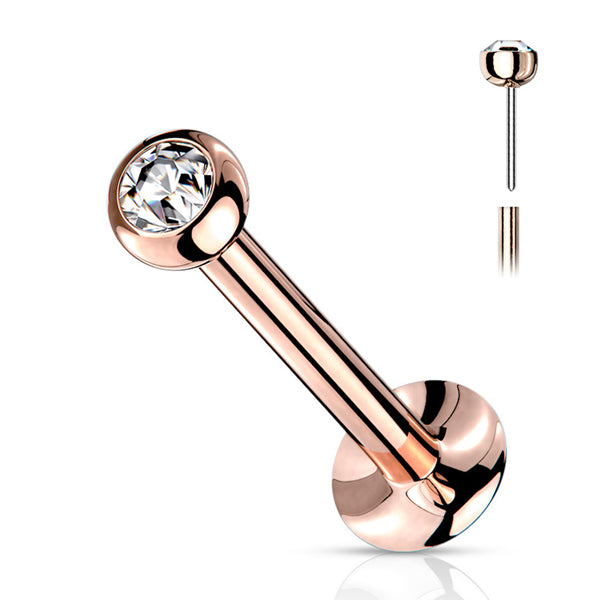 20g CZ Threadless Rose Gold Labret