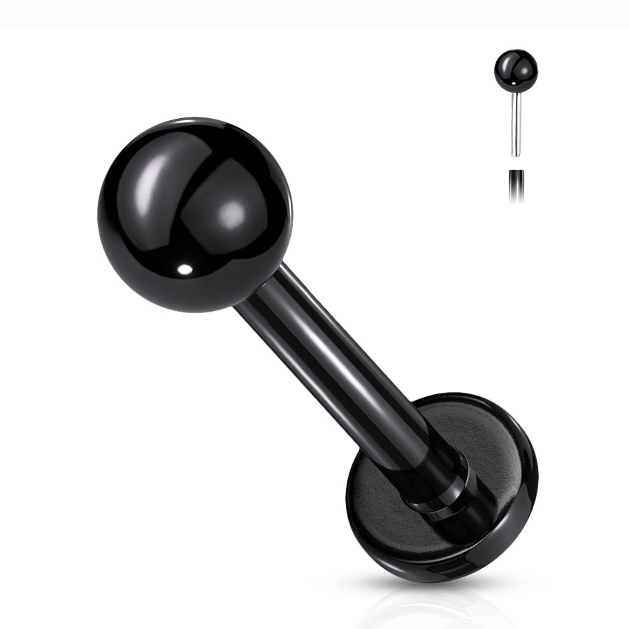 18g Threadless Black Labret Labrets 18g - 1/4