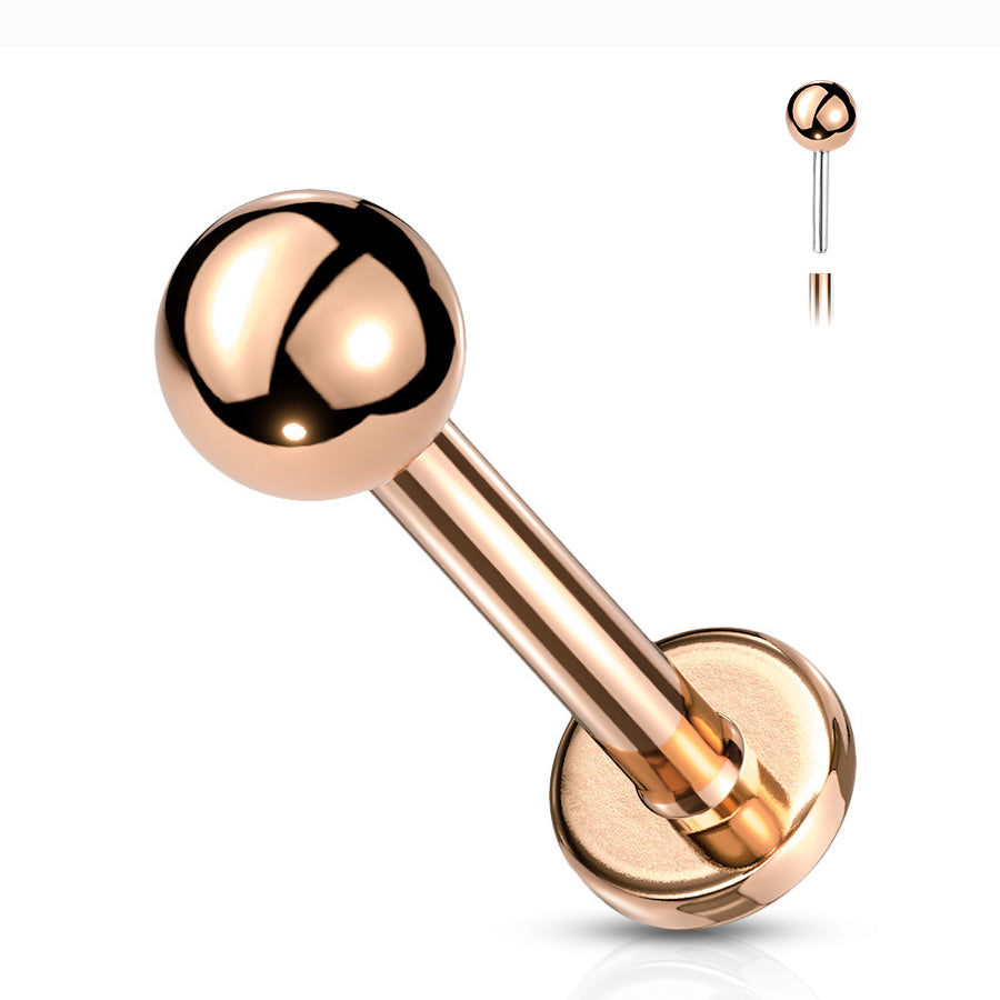 20g Threadless Rose Gold Labret Labrets 20g - 1/4