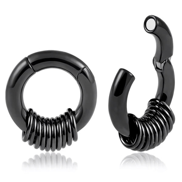 2g Stacked Black Hinged Rings Hinged Rings 2 gauge Black