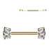 3-Baguette CZ Threadless Titanium Nipple Barbells Nipple Barbells 14g - 15/32" long (12mm) Clear CZ
