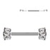 3-Baguette CZ Threadless Titanium Nipple Barbells Nipple Barbells 14g - 15/32" long (12mm) Clear CZ