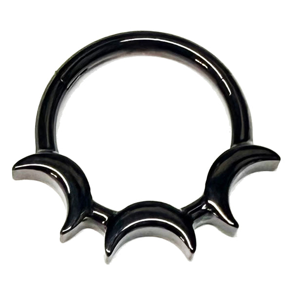 3-Moon Black Titanium Hinged Ring