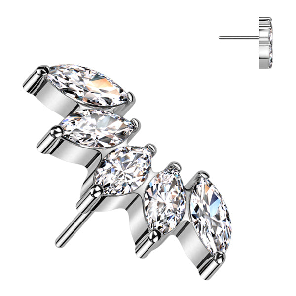 5-Marquise Fan Titanium Threadless End Threadless Ends 5.8x11.9mm Clear CZ